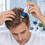 Applying Rootelle roll-on to a thinning scalp