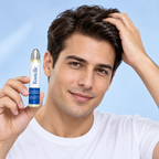 Man holding Rootelle hair growth serum