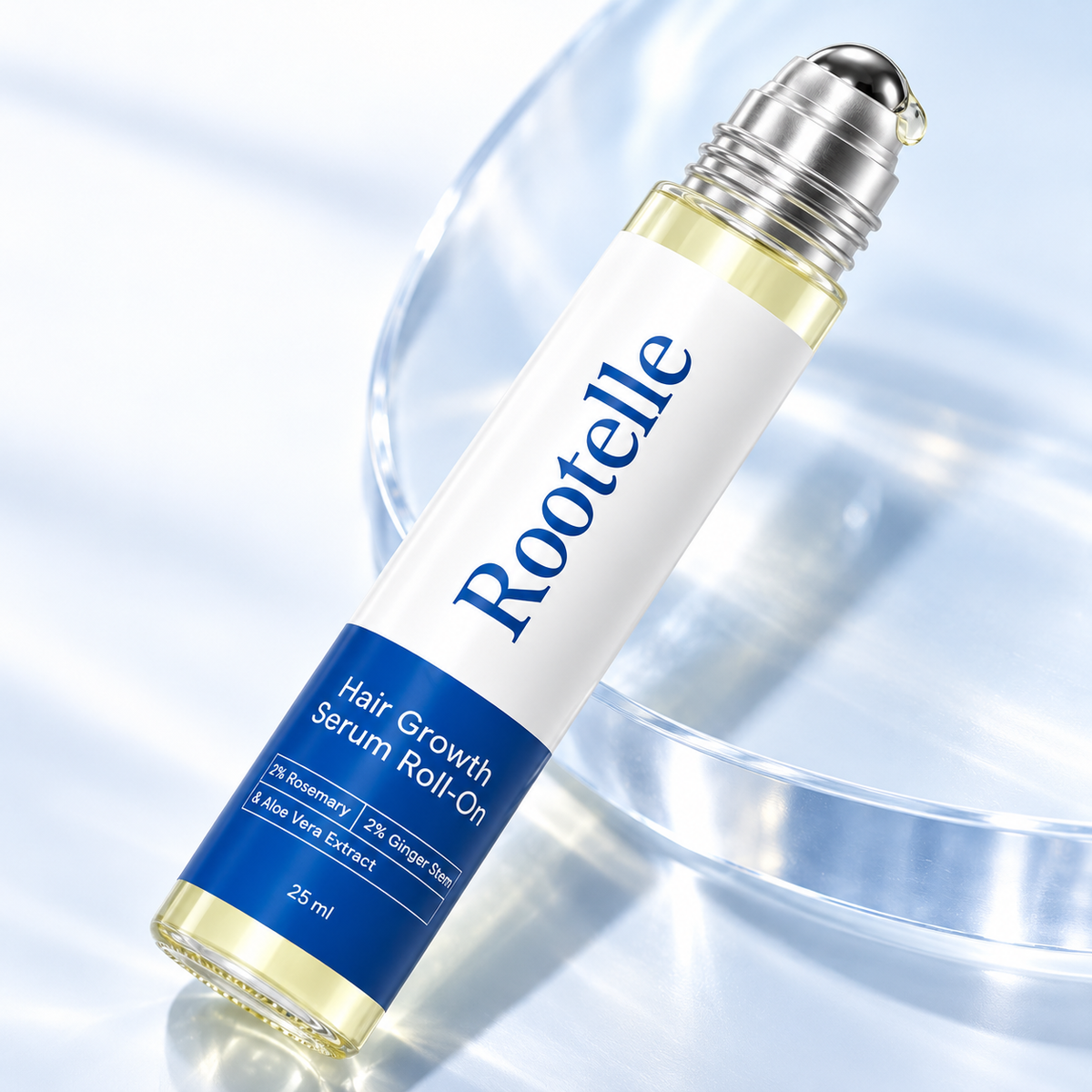 Rootelle steel roller with a drop of serum